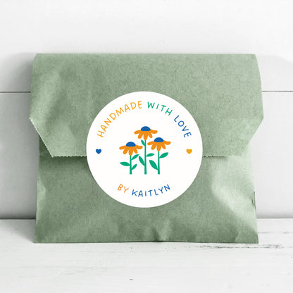 Personalized Handmade with Love Stickers, Customized Handmade Goods Labels, Matte or Glossy Finish, Small Business Bakery Packaging Labels