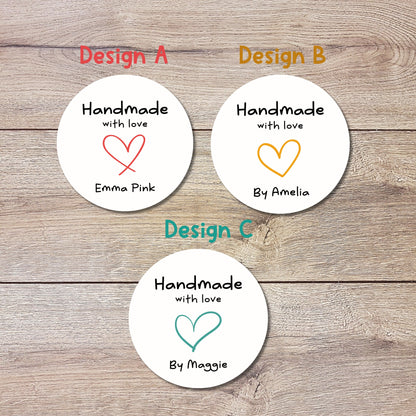 Personalized Handmade with Love Stickers, Customized Baked Goods Labels, Matte or Glossy Finish, Small Business Product Packaging Labels