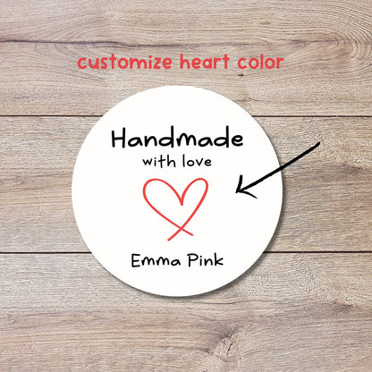 Personalized Handmade with Love Stickers, Customized Baked Goods Labels, Matte or Glossy Finish, Small Business Product Packaging Labels