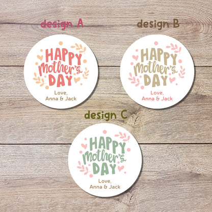 Mother's Day Stickers, Personalized Mother's Day Labels, Custom Happy Mother's Day Gift Party Favor Stickers, Matte or Glossy Finish