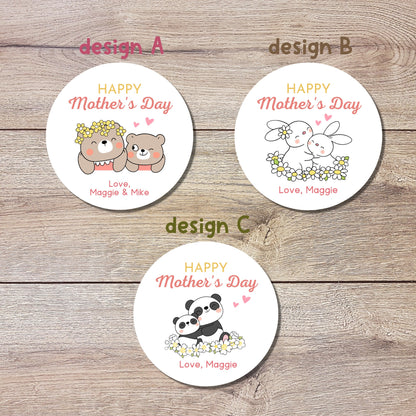 Mother's Day Stickers, Personalized Mother's Day Labels, Custom Happy Mother's Day Gift Party Favor Stickers, Matte or Glossy Finish