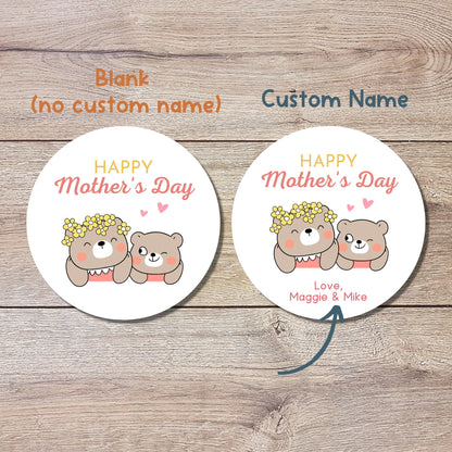 Mother's Day Stickers, Personalized Mother's Day Labels, Custom Happy Mother's Day Gift Party Favor Stickers, Matte or Glossy Finish