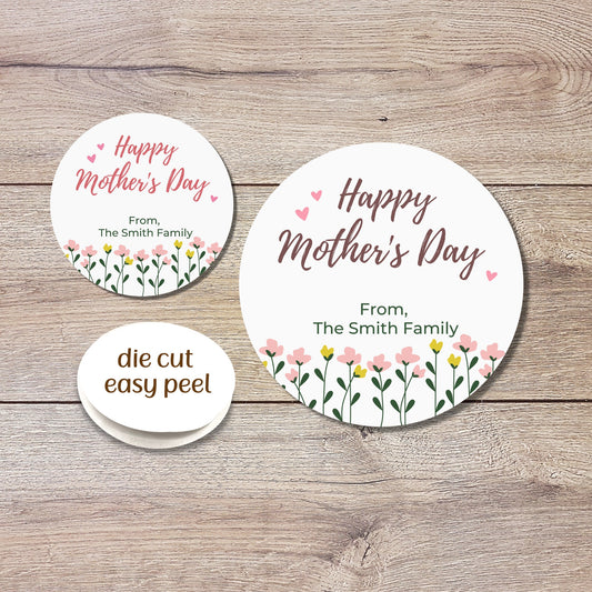 Personalized Mother's Day Stickers, Mother's Day Labels, Custom Mother's Day Stickers, Floral Mother's Day Sticker, Mother's Day Gift Label