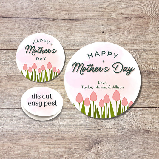 Personalized Mother's Day Stickers, Mother's Day Labels, Custom Mother's Day Stickers, Floral Mother's Day Sticker, Mother's Day Gift Label