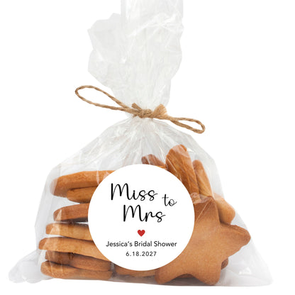 Miss to Mrs. Bridal Shower Stickers, Custom Thank You Labels, Personalized Bridal Shower Sticker, Custom Bride-to-Be Party Favor Sticker