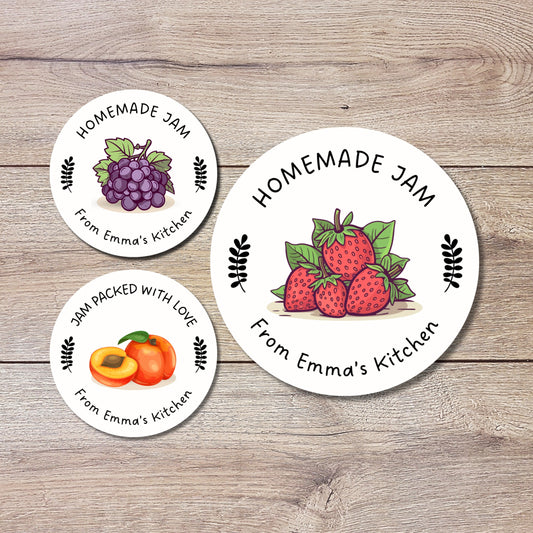 Personalized Homemade Jam Stickers, Customized Fruit Jam Label, Jam Packed with Love, Small Business Food Packaging Labels