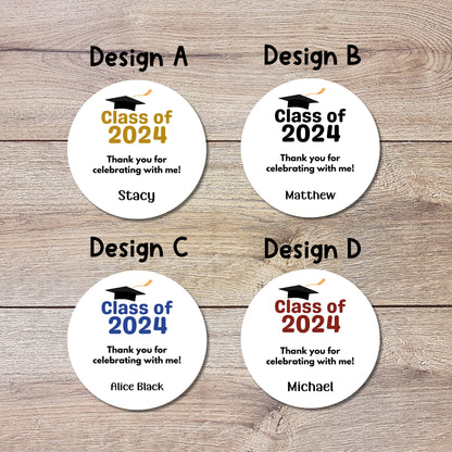 Personalized Graduation Stickers, Happy Graduation Grad Party Labels