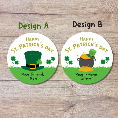 St. Patrick's Day Stickers, Personalized St Patrick's Party Favor Label, School Party Favor Treat Bag Stickers, St Paddy's Day Irish Sticker
