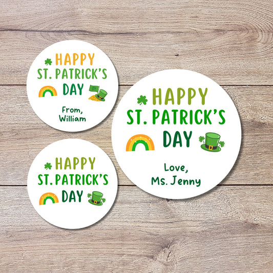 St. Patrick's Day Stickers, Personalized St Patrick's Party Favor Label, School Party Favor Treat Bag Stickers, St Paddy's Day Irish Sticker