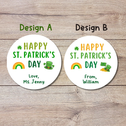 St. Patrick's Day Stickers, Personalized St Patrick's Party Favor Label, School Party Favor Treat Bag Stickers, St Paddy's Day Irish Sticker