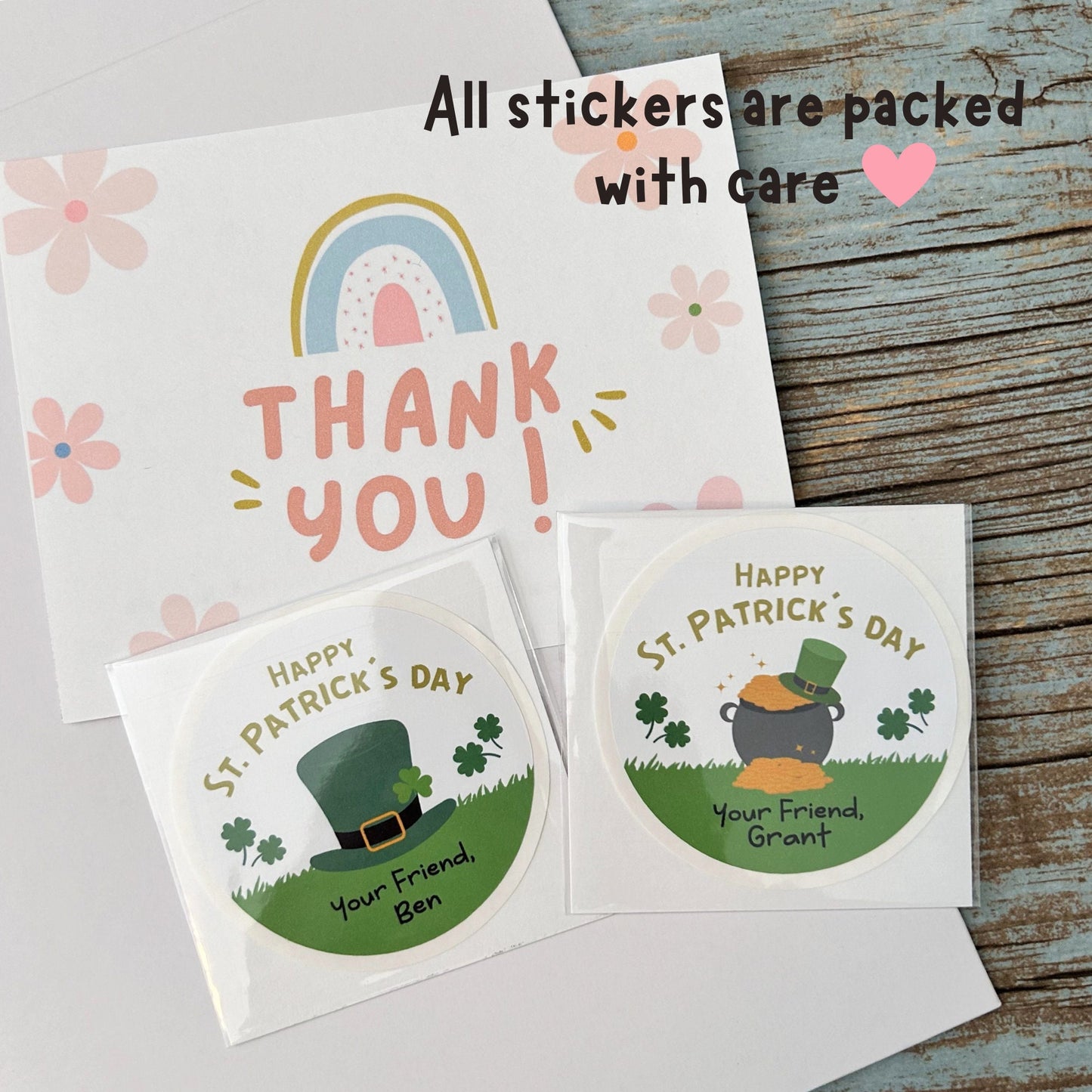 St. Patrick's Day Shamrock Stickers, Personalized St Patrick's Party Favor Label, School Party Treat Bag Stickers, St Paddy's Day Irish
