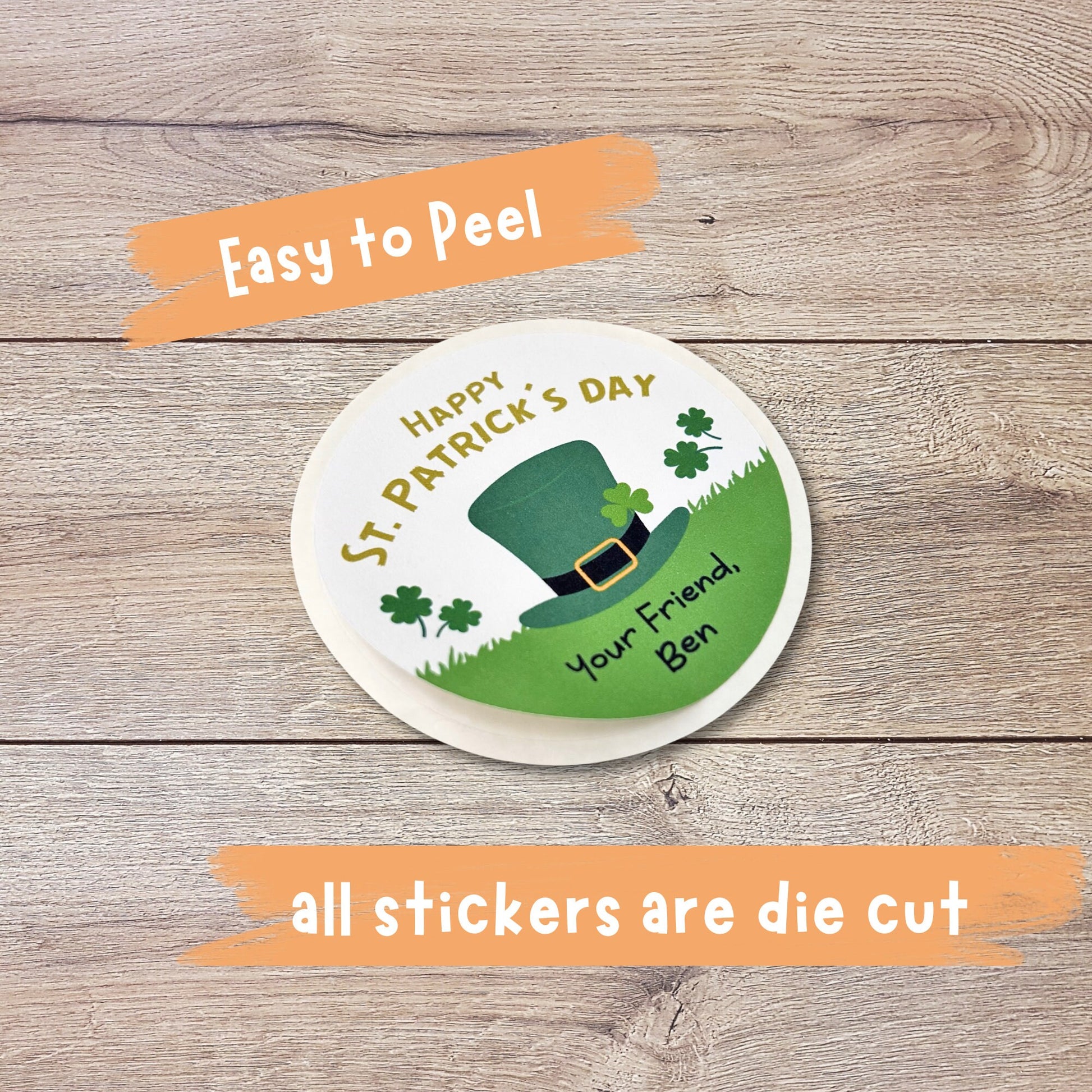 St. Patrick's Day Shamrock Stickers, Personalized St Patrick's Party Favor Label, School Party Treat Bag Stickers, St Paddy's Day Irish