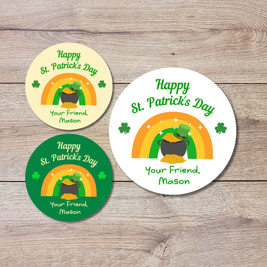 St. Patrick's Day Stickers, Personalized St Patrick's Party Favor Label, School Party Favor Treat Bag Stickers, St Paddy's Day Irish Sticker