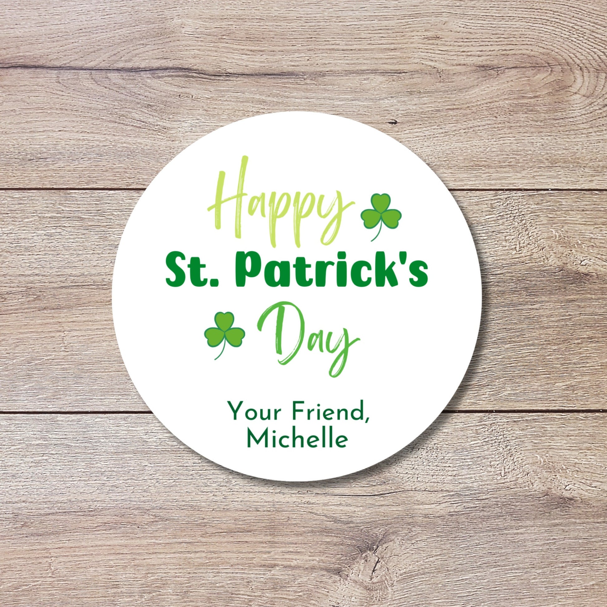 St. Patrick's Day Shamrock Stickers, Personalized St Patrick's Party Favor Label, School Party Treat Bag Stickers, St Paddy's Day Irish
