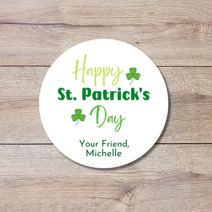 St. Patrick's Day Shamrock Stickers, Personalized St Patrick's Party Favor Label, School Party Treat Bag Stickers, St Paddy's Day Irish