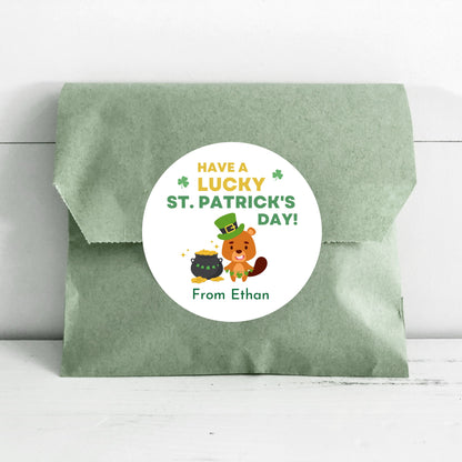 St. Patrick's Day Lucky Day Stickers, Personalized St Patrick's Party Favor Label, School Party Treat Bag Stickers, St Paddy's Day Irish