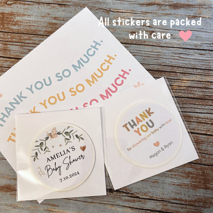 Personalized Baby Shower Stickers, Custom Thank You Beary Much Party Favor Labels, Teddy Bear Baby Girl Baby Boy Shower Stickers