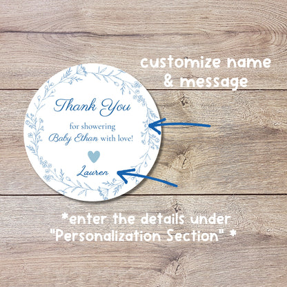 Personalized Baby Shower Stickers, Custom Thank You for Showering Our Baby with Love Labels, Mom to Be Sprinkling Baby Party Favor Sticker
