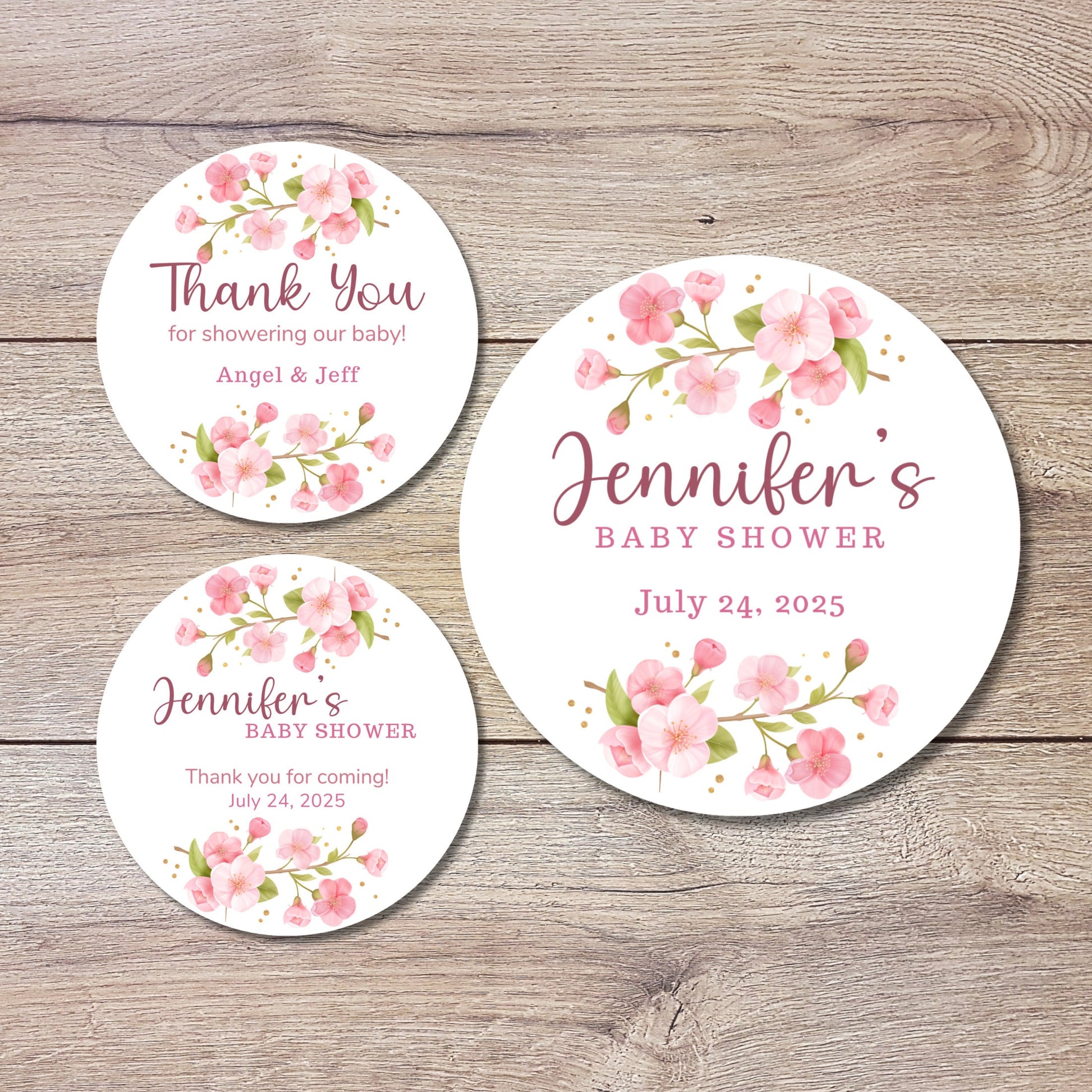 Baby Shower Stickers, Custom Floral Thank You for Showering Our Baby with Love Labels, Mom to Be Sprinkling Baby Party Favor Sticker