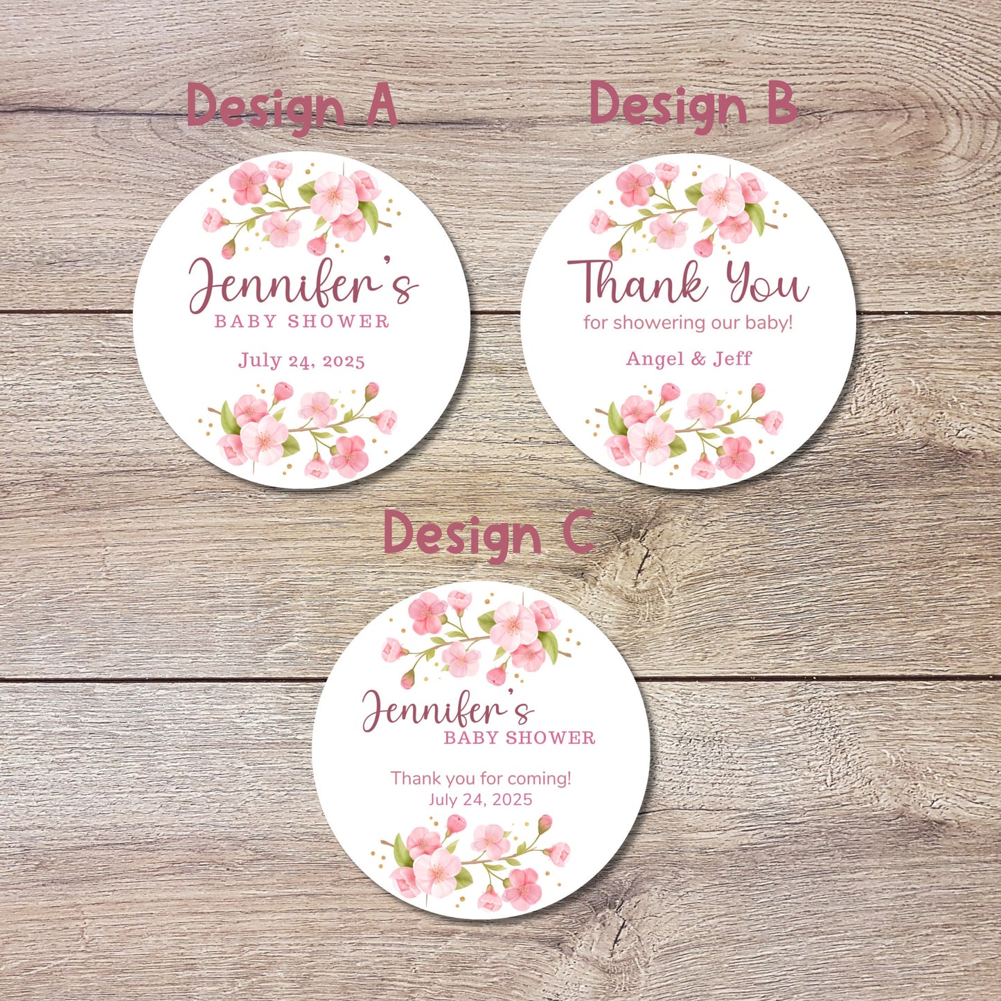 Baby Shower Stickers, Custom Floral Thank You for Showering Our Baby with Love Labels, Mom to Be Sprinkling Baby Party Favor Sticker