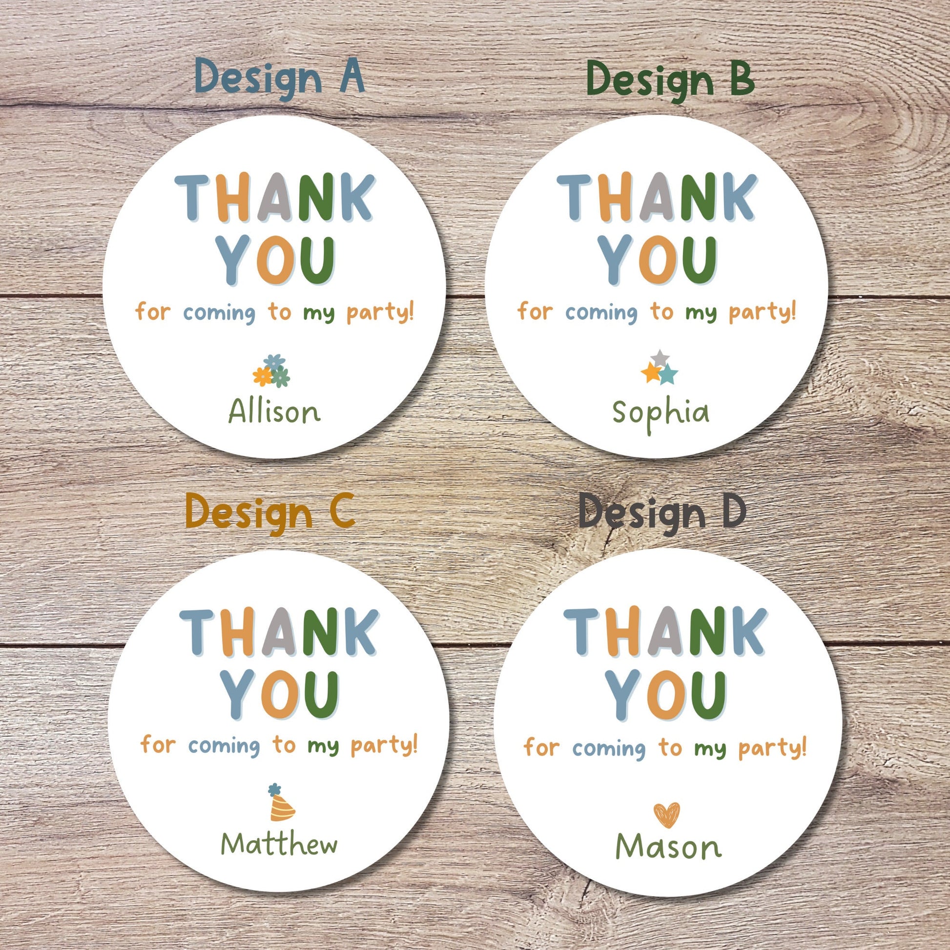 Personalized Thank You Happy Birthday Goody Bag Party Favor Stickers