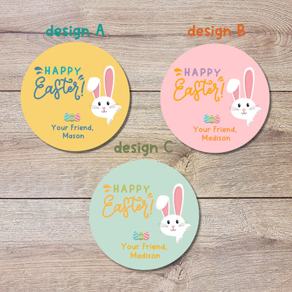 Personalized Easter Stickers, Matte or Glossy Finish, Custom Happy Easter Label, Easter Gift Basket Treat Bag Sticker, Easter Bunny Stickers