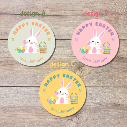 Personalized Easter Stickers, Matte or Glossy Finish, Custom Happy Easter Label, Easter Gift Basket Treat Bag Sticker, Easter Bunny Stickers
