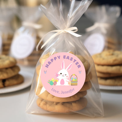 Personalized Easter Stickers, Matte or Glossy Finish, Custom Happy Easter Label, Easter Gift Basket Treat Bag Sticker, Easter Bunny Stickers