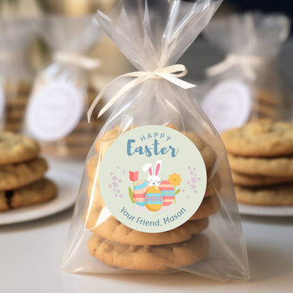 Personalized Easter Stickers, Matte or Glossy Finish, Custom Happy Easter Label, Easter Gift Basket Treat Bag Sticker, Easter Bunny Stickers