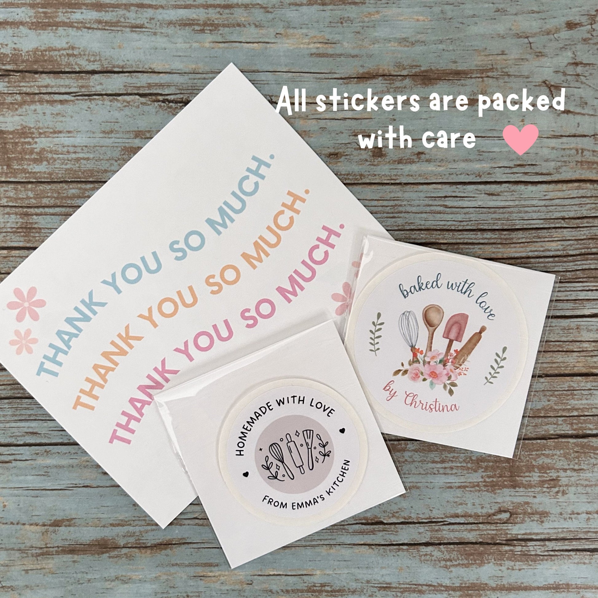 Personalized Homemade with Love Stickers, Customized Baked Goods Labels, Matte or Glossy Finish, Small Business Baking Packaging Labels