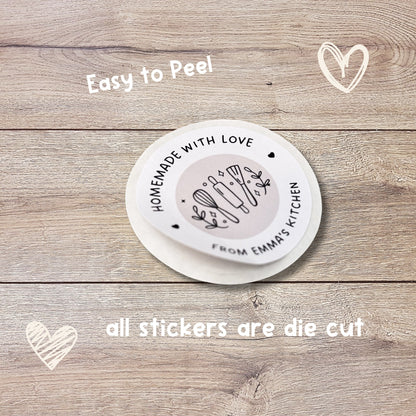 Kraft Homemade with Love Stickers, Customized Baked Goods Label, Small Business Bakery Packaging Labels, Party Treat Favor Labels
