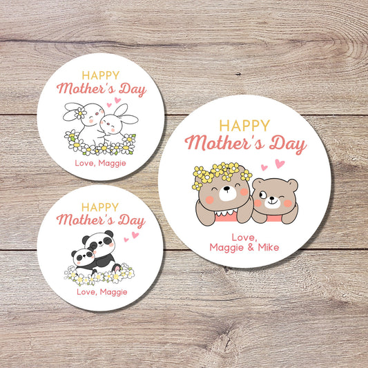 Mother's Day Stickers, Personalized Mother's Day Labels, Custom Happy Mother's Day Gift Party Favor Stickers, Matte or Glossy Finish