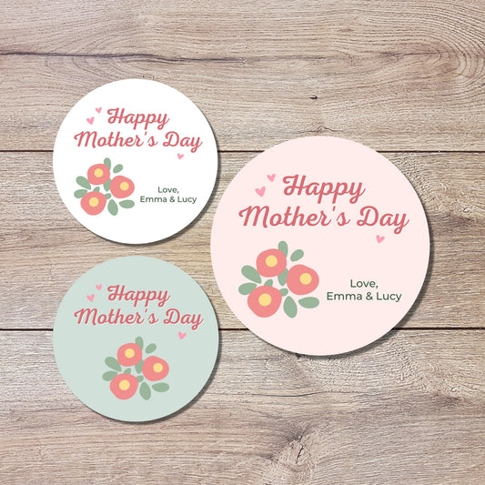 Personalized Mother's Day Stickers, Mother's Day Labels, Custom Mother's Day Stickers, Floral Mother's Day Sticker, Mother's Day Gift Label