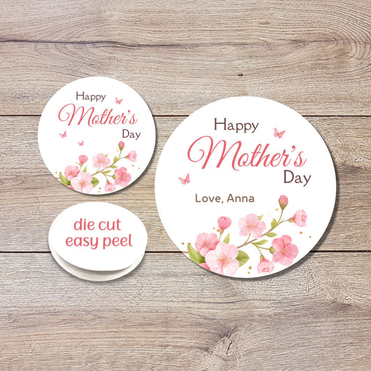 Personalized Mother's Day Stickers, Mother's Day Labels, Custom Mother's Day Stickers, Floral Mother's Day Sticker, Mother's Day Gift Label