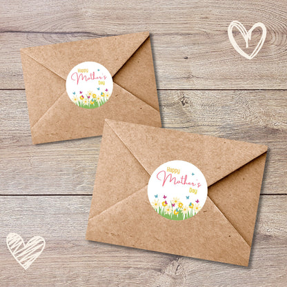 Personalized Mother's Day Stickers, Happy Mother’s Day Labels, Custom Floral Mother's Day Gift Stickers