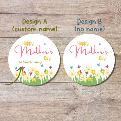 Personalized Mother's Day Stickers, Happy Mother’s Day Labels, Custom Floral Mother's Day Gift Stickers