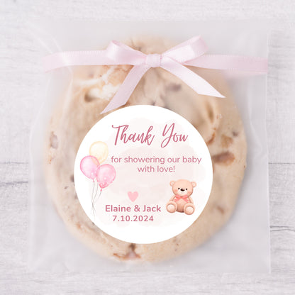 Personalized Baby Shower Stickers, Custom Thank You for Showering Our Baby with Love Labels, Mom to Be Thank You Party Favor Sticker