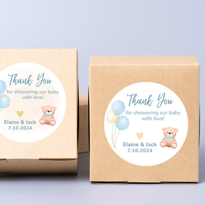 Personalized Baby Shower Stickers, Custom Thank You for Showering Our Baby with Love Labels, Mom to Be Thank You Party Favor Sticker