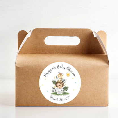 Personalized Safari Baby Shower Stickers, Custom Jungle Theme Baby Boy Shower Labels, Baby Girl Shower, Mom to Be Party Favor Sticker