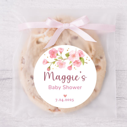 Baby Shower Stickers, Custom Floral Thank You for Showering Our Baby with Love Labels, Mom to Be Sprinkling Baby Party Favor Sticker