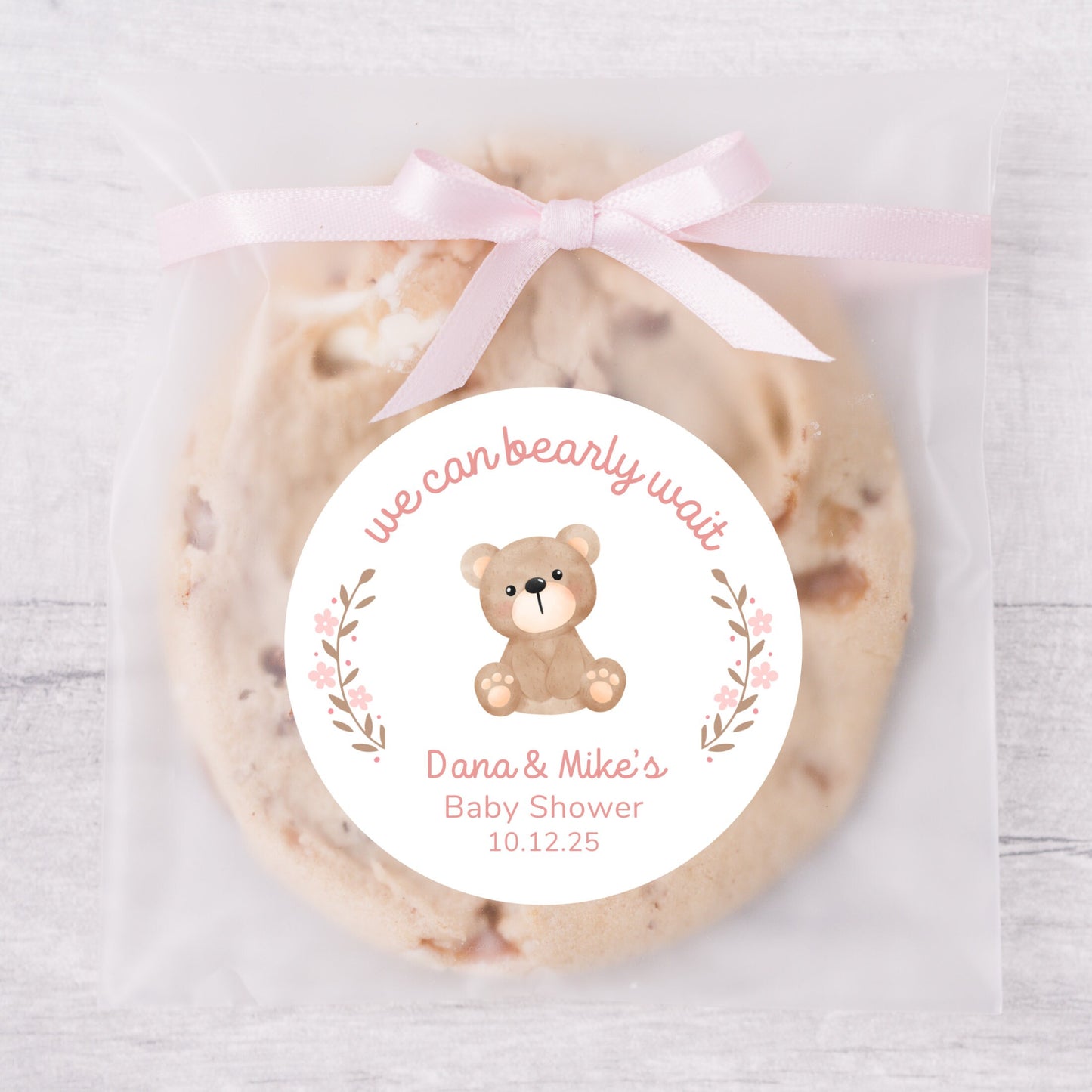 Personalized Baby Shower Stickers, Custom We Can Bearly Wait Party Favor Labels, Teddy Bear Baby Girl Baby Boy Shower Stickers