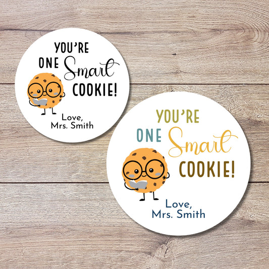 You're One Smart Cookie Stickers, Personalized School Event Labels, First Day and Last Day of School, Teacher Sticker, Student Class Sticker