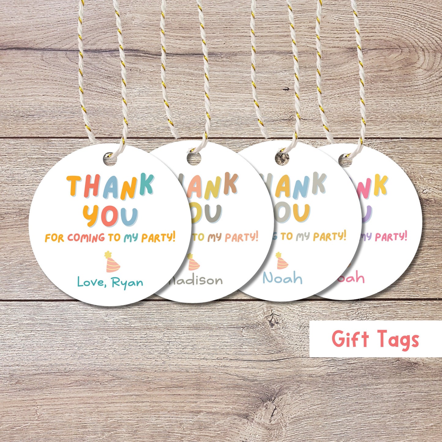 Personalized Birthday Gift Tags, Matte Finish, Thank You for Coming Happy Birthday Party Favor Treat Bag Tag, Custom Birthday Gift Tag