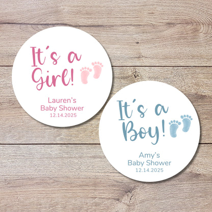 Personalized Baby Shower Stickers, It's a Girl, It's a Boy Labels, Gender Reveal Baby Party Favor Sticker, Thank You for Showering Stickers