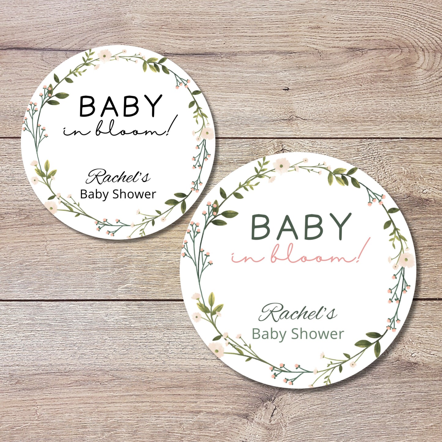 Baby In Bloom Personalized Baby Shower Stickers, Gender Reveal Baby Party Favor Sticker, Thank You for Showering Stickers, Floral Baby Label