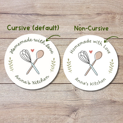 Personalized Baked with Love Stickers, Customized Baked Goods Label, Baking Stickers, Small Business Bakery Packaging Labels