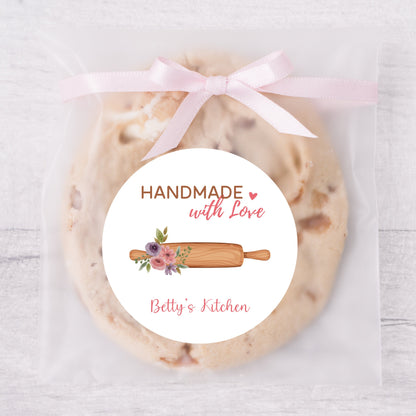 Personalized Baked with Love Stickers, Customized Baked Goods Label, Homemade with Love Small Business Bakery Packaging Label Baking Sticker