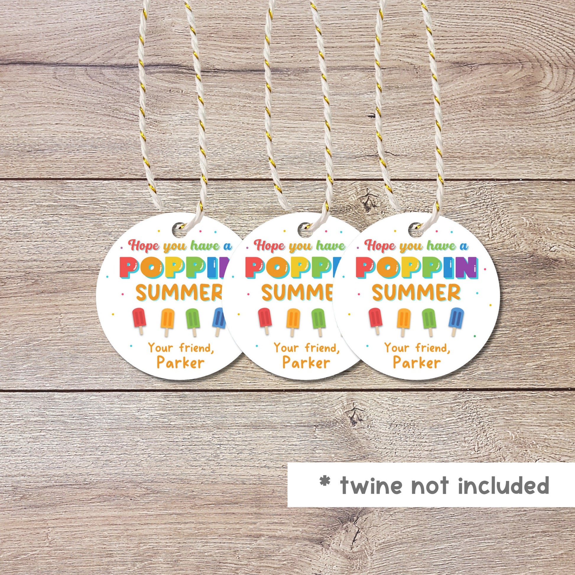 Have A Poppin Summer Happy Last Day of School Tags, School Party Favor Gift Tags, End of School Party Treat Bag Tags, Kids Summer Fun Tags