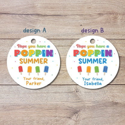 Have A Poppin Summer Happy Last Day of School Tags, School Party Favor Gift Tags, End of School Party Treat Bag Tags, Kids Summer Fun Tags