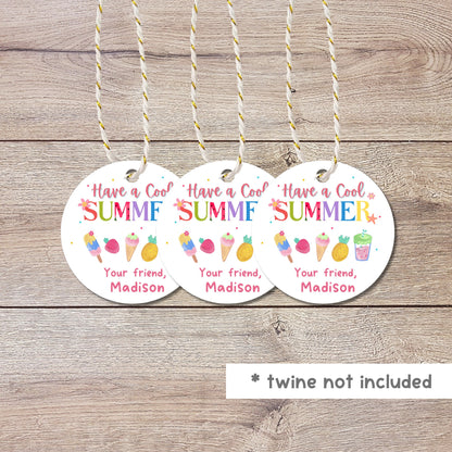 Have A Cool Summer, Happy Last Day of School Tags, School Party Favor Gift Tags, End of School Party Treat Bag Tags, Kids Summer Fun Tags